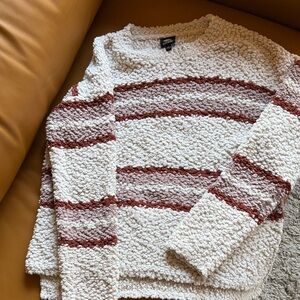 Bobeau Women's Cream and Brown Textured Sweater